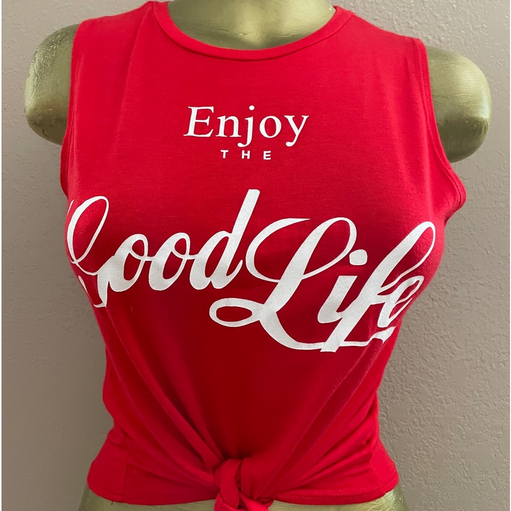 ENJOY the GOOD LIFE Tie-Front TOP S - Picture 3 of 9